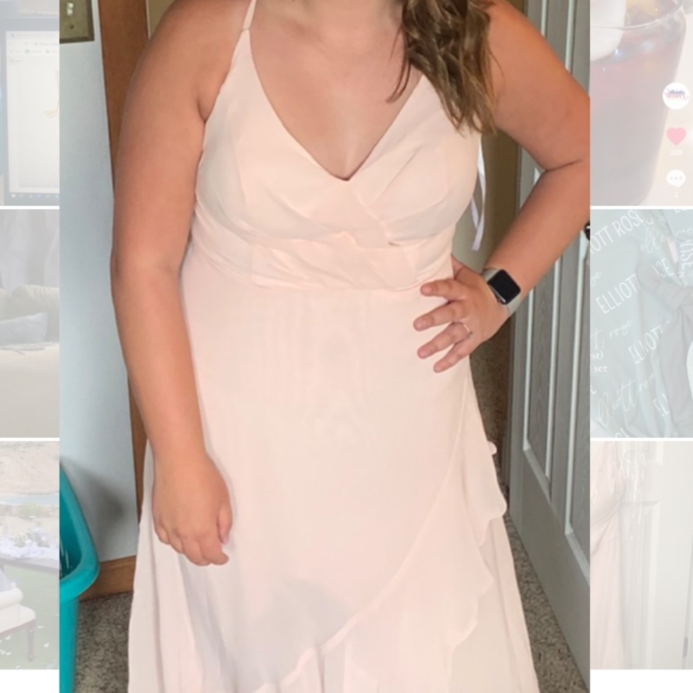 Unworn bridesmaid dress. Size 14. Brand is something new. Color is petal pink.